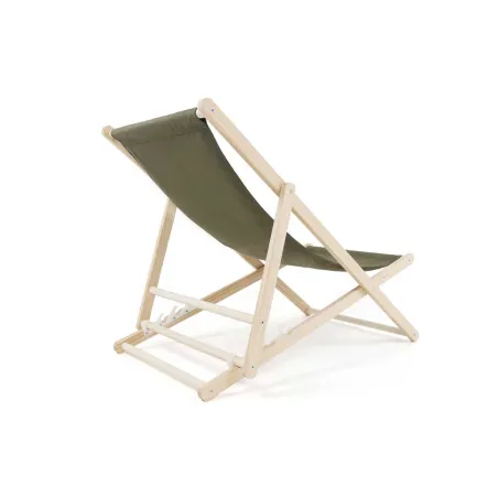 Lot de 2 chiliennes bois pin & toile coton kaki 75x88cm