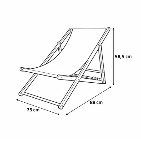 Lot de 2 chiliennes bois pin & toile coton kaki 75x88cm