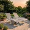 Chaise longue alu blanc 175 cm - Toile textilène résistante
