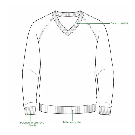 Pull col V marron en laine mélangée - Confort & style