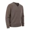 Pull col V marron en laine mélangée - Confort & style