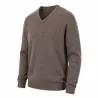 Pull col V marron en laine mélangée - Confort & style