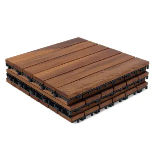 Dalles terrasse acacia 30x30 cm - Lot de 4 - Clipables teck