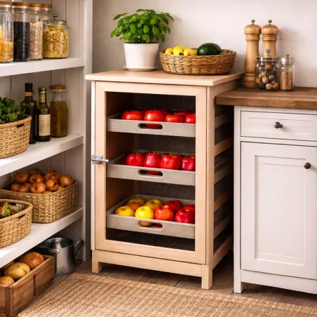 Garde-manger en pin, 3 tiroirs, 81 cm | Ducatillon