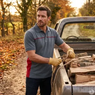 Polo Thunder gris-rouge pour éleveurs et outdoor
