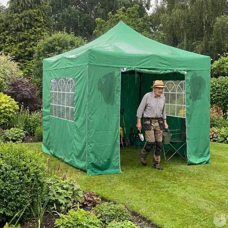 Tonnelle aluminium 3x3 m verte pliable avec parois