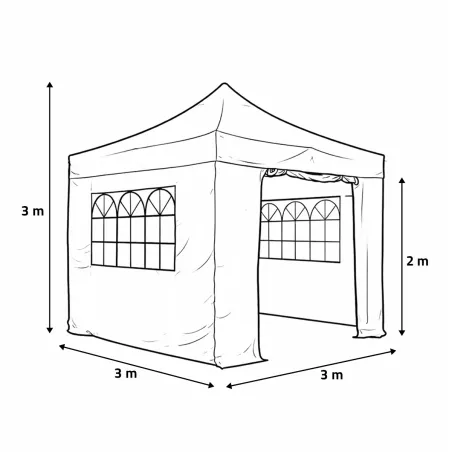 Tonnelle aluminium 3x3 m verte pliable avec parois