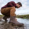 Bottines homme mi-hautes marron à zip en synthétique