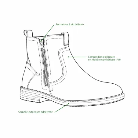 Bottines homme mi-hautes marron à zip en synthétique
