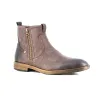 Bottines homme mi-hautes marron à zip en synthétique