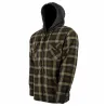 Chemise sherpa capuche 4 poches marron/rouge M à 3XL