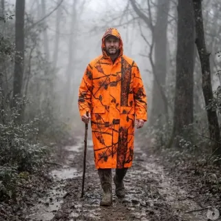 Manteau étanche Treeland orange camo pour chasse et extérieur