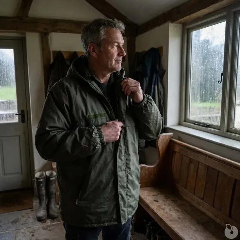 Veste coupe-vent fourrée kaki S à 3XL - imperméable