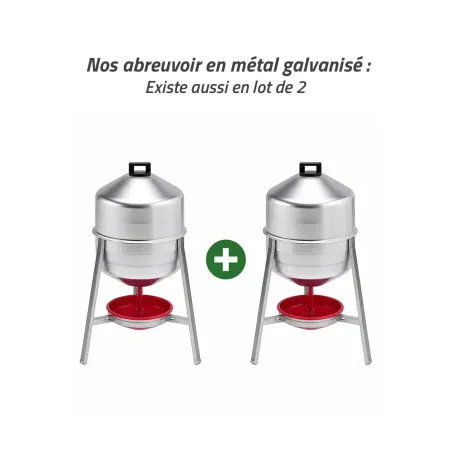 Abreuvoir métal galvanisé 30 L sur pieds pour volailles
