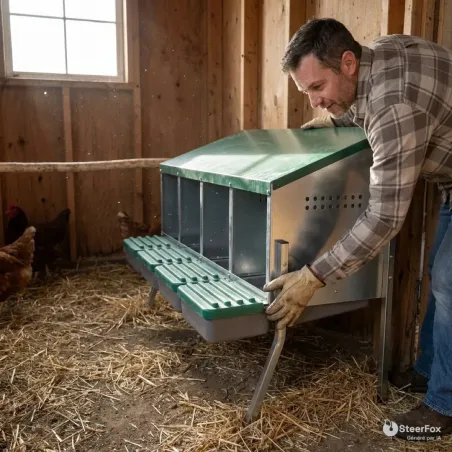 Pondoir poule 4 nids sur pieds avec collecteur | Ducatillon