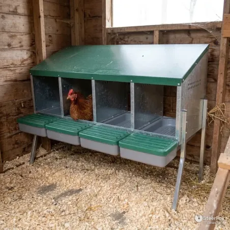 Pondoir poule 4 nids sur pieds avec collecteur | Ducatillon