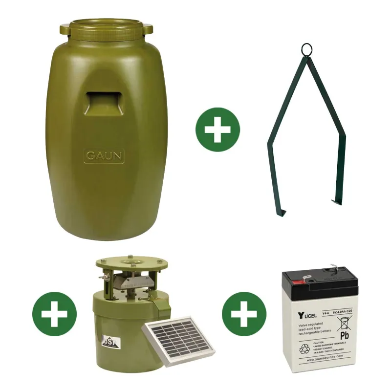 Kit agrainoir autonome 6V avec bidon 60L et batterie
