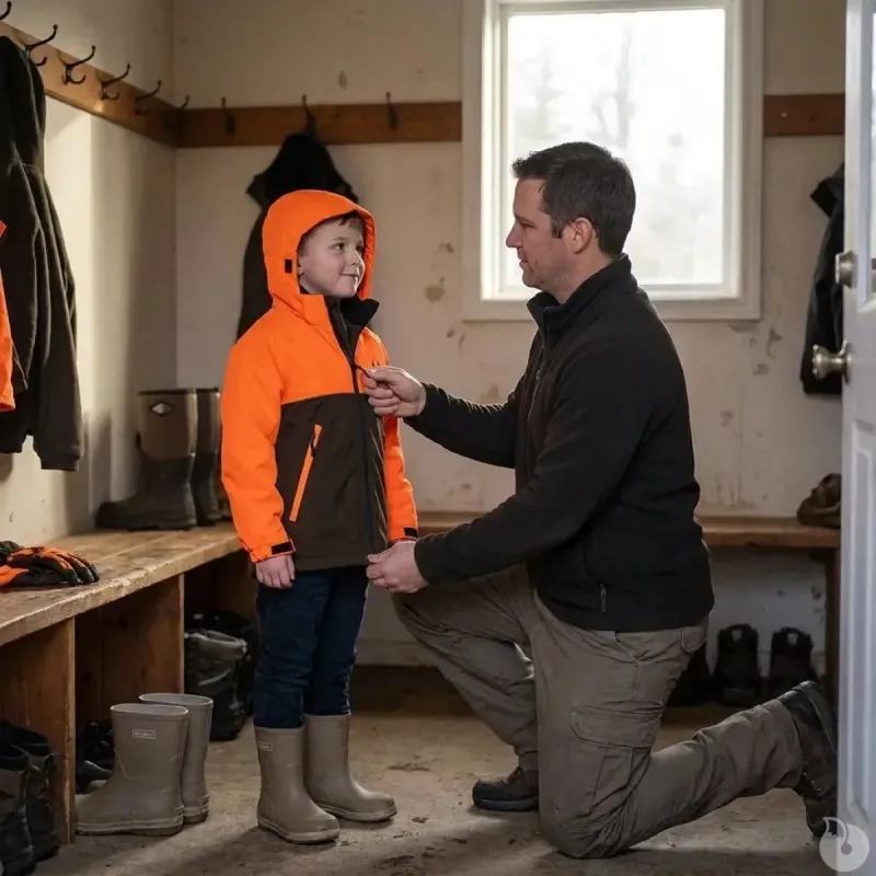Veste enfant imperméable Ridge orange/vert 6-16 ans
