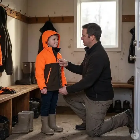 Veste enfant imperméable Ridge orange/vert 6-16 ans