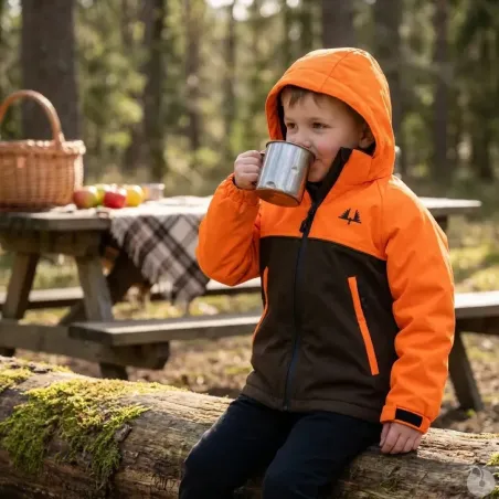 Veste enfant imperméable Ridge orange/vert 6-16 ans