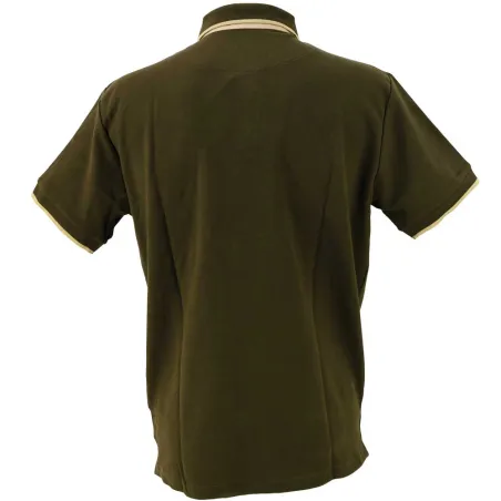 Polo chasse kaki brodé sanglier - Coton piqué S à 3XL