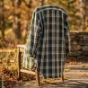 Chemise grand-père carreaux vert en flanelle M à 5XL