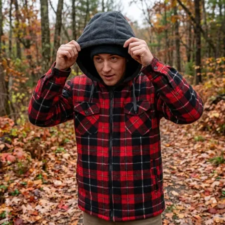 Veste rouge Treeland doublée sherpa à capuche