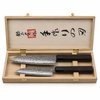 Coffret 2 Lames Japonaises Nakiri & Santoku - Artisanat Traditionnel