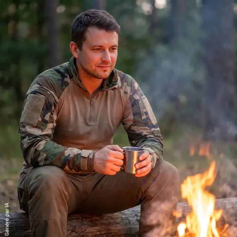 Chemise Ubas Fighter camo col zippé M à 3XL - Chasse & Outdoor