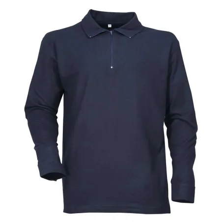 Chemise F1 marine coton 240g/m² col zippé ajustable