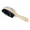 Brosse chien double face en bois - 23 cm