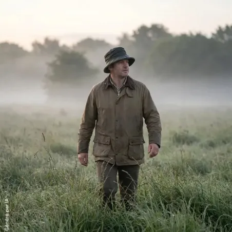 Chapeau Diana Country Vert - Coton Ciré Imperméable