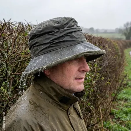 Chapeau Diana Country Vert - Coton Ciré Imperméable