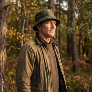 Chapeau Diana Country Vert - Coton Ciré Imperméable