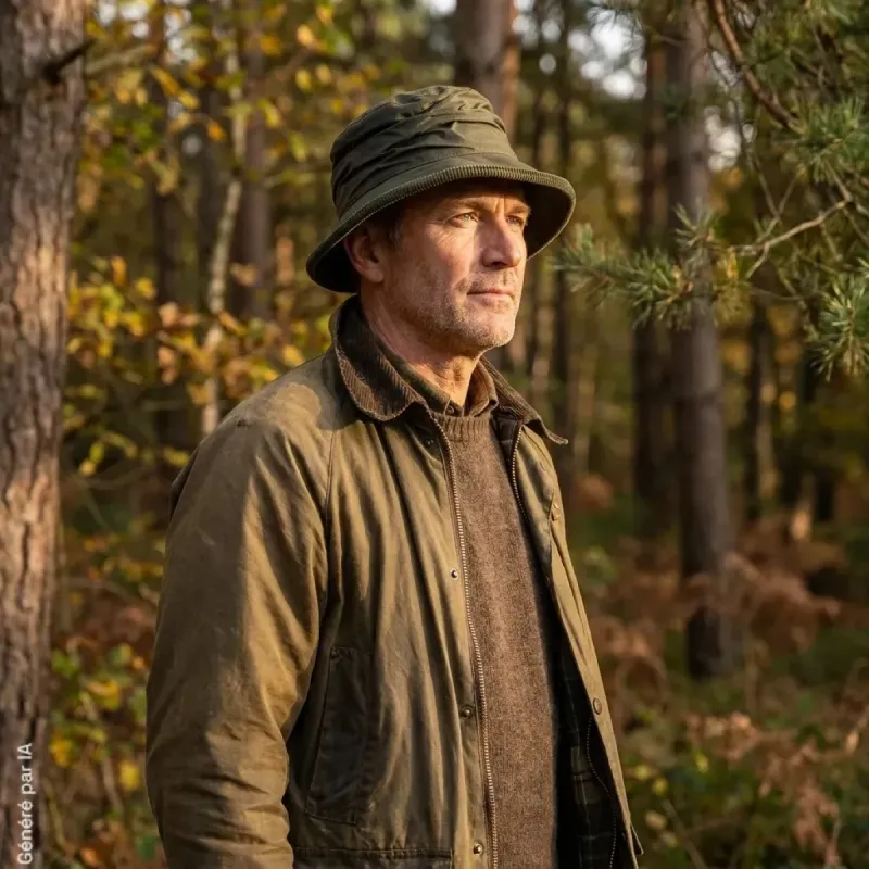 Chapeau Diana Country Vert - Coton Ciré Imperméable