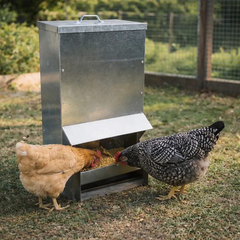 Mangeoire galvanisée Gaun 30 kg - anti-gaspi pour volailles