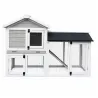 Clapier Lapin Boisparc Blanc & Gris - 147x53x85cm avec Parc Grillagé