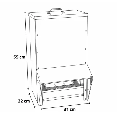 Mangeoire galvanisée Gaun 30 kg - anti-gaspi pour volailles