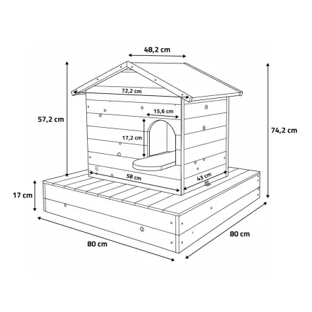 Nichoir flottant en bois pour oiseaux d’eau - 72 x 49 x 58 cm