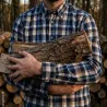 Chemise homme flanelle coton à carreaux bleus et marron