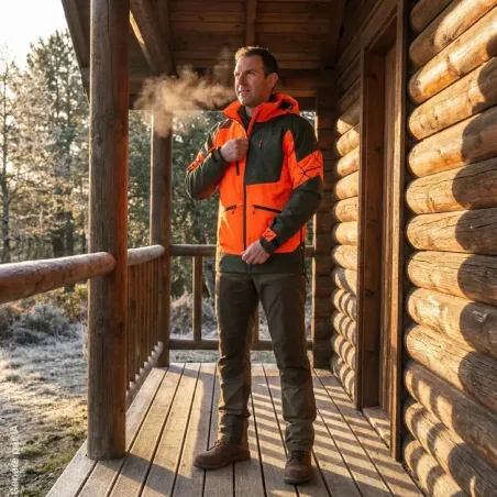 Veste de Chasse Technique Isis Orange/Verte T2XL - Norme EPI Grand Gibier