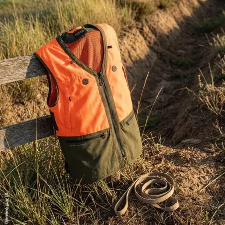 Gilet Chiruca Onuris orange et vert à poches GPS | Ducatillon