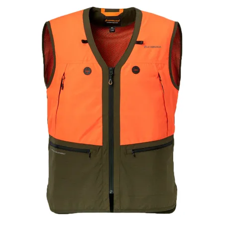 Gilet Chiruca Onuris orange et vert à poches GPS | Ducatillon