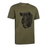 T-shirt Deerhunter Jaxon kaki motif sanglier, coton 160 g/m²