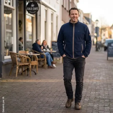 Blouson polaire épais 350 g/m² 4 poches bleu marine S-4XL