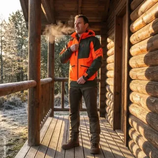 Veste de Chasse Technique Isis Orange/Verte T2XL - Norme EPI Grand Gibier