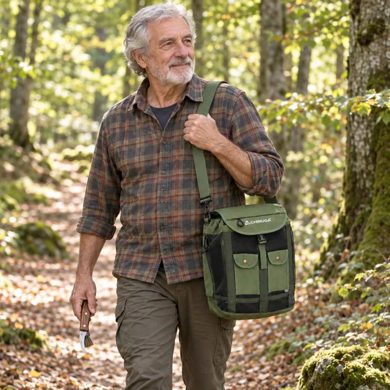 Sac à Champignons Vert avec Armature Anti-Écrasement