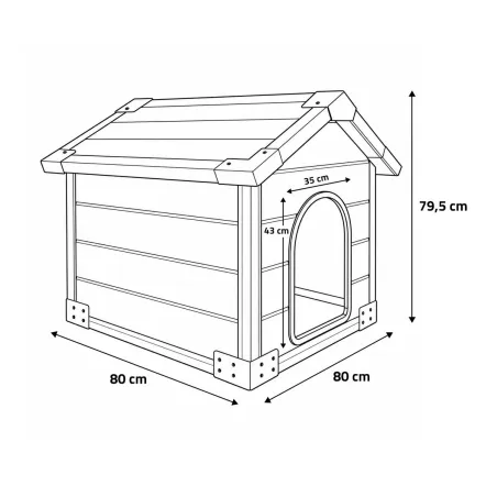 Niche chien polypropylène toit chalet 80x80x79,5 cm
