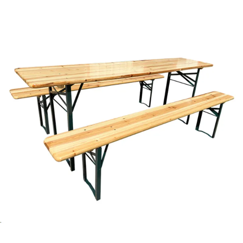 Ensemble table et bancs pin massif 177 cm extérieur