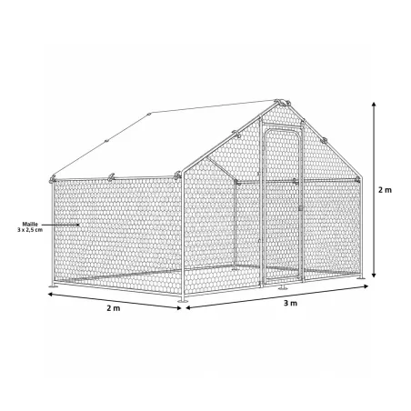 Enclos volailles 6m² - Toit étanche et cadre renforcé